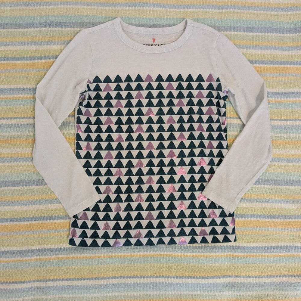 Girl's Crewcuts Triangle Print Long Sleeve Graphic Shirt Size Small 6/7